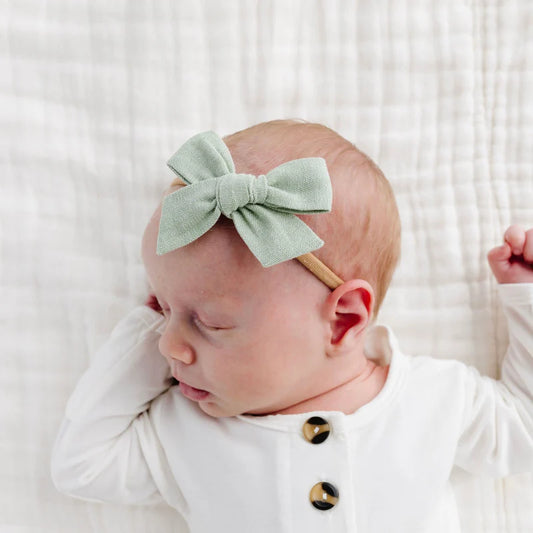 Linen Bow - Sage Headband