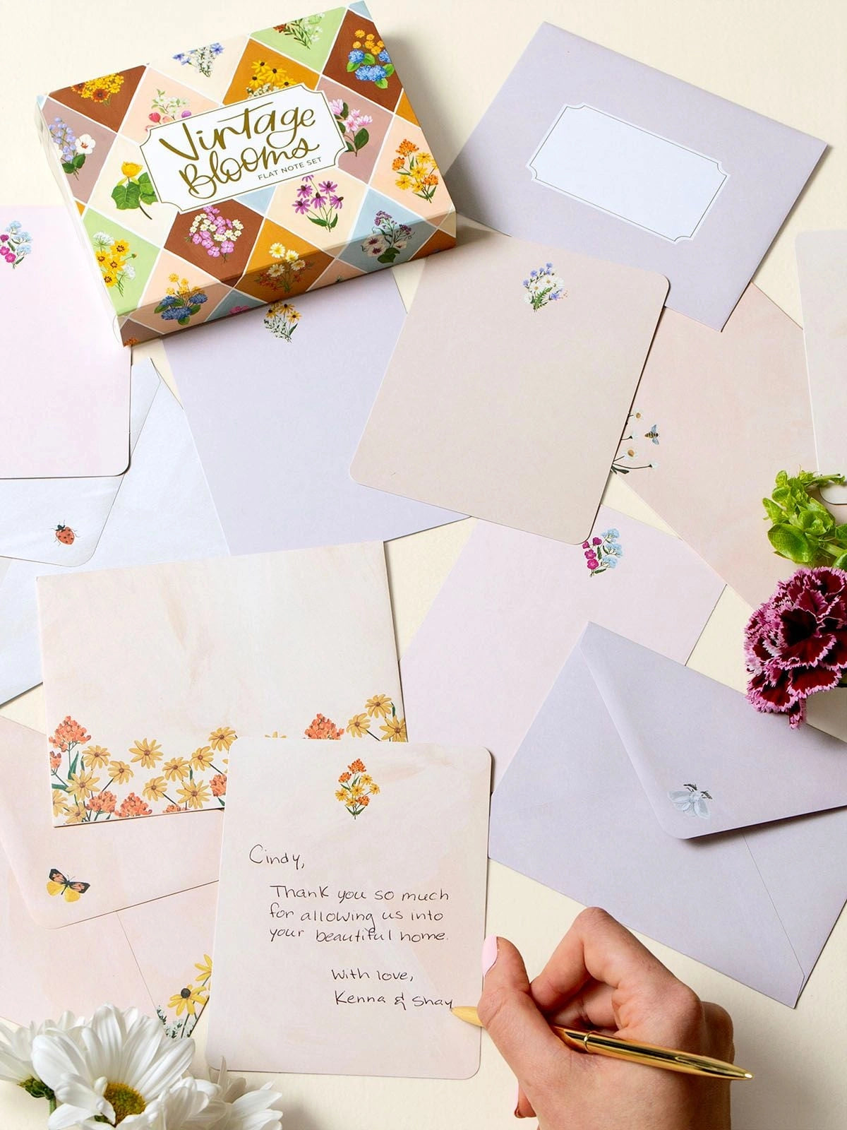 Vintage Blooms Floral Flat Note Set