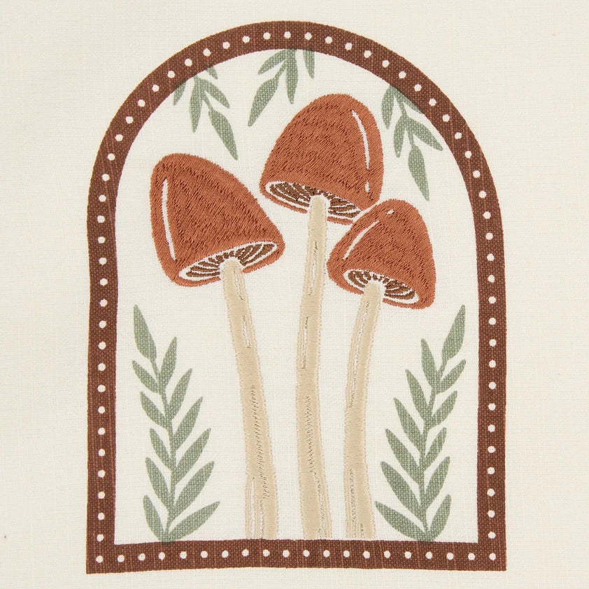 Autumn Mushrooms Embellished Dishtowel