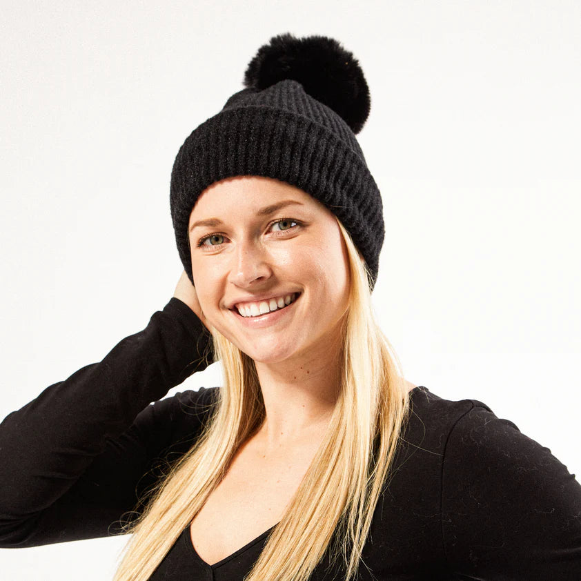 Plush Knit Pom Pom Beanie
