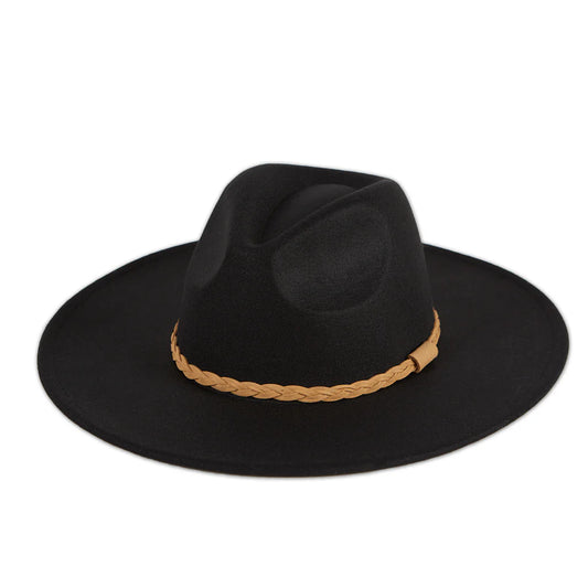 Stella Wide Brim Fedora Black