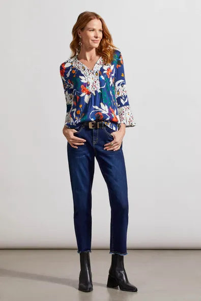 Tribal Combo Print Bell Sleeve Blouse
