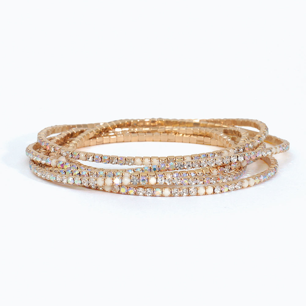 Bracelet-Six Strands AB Crystals