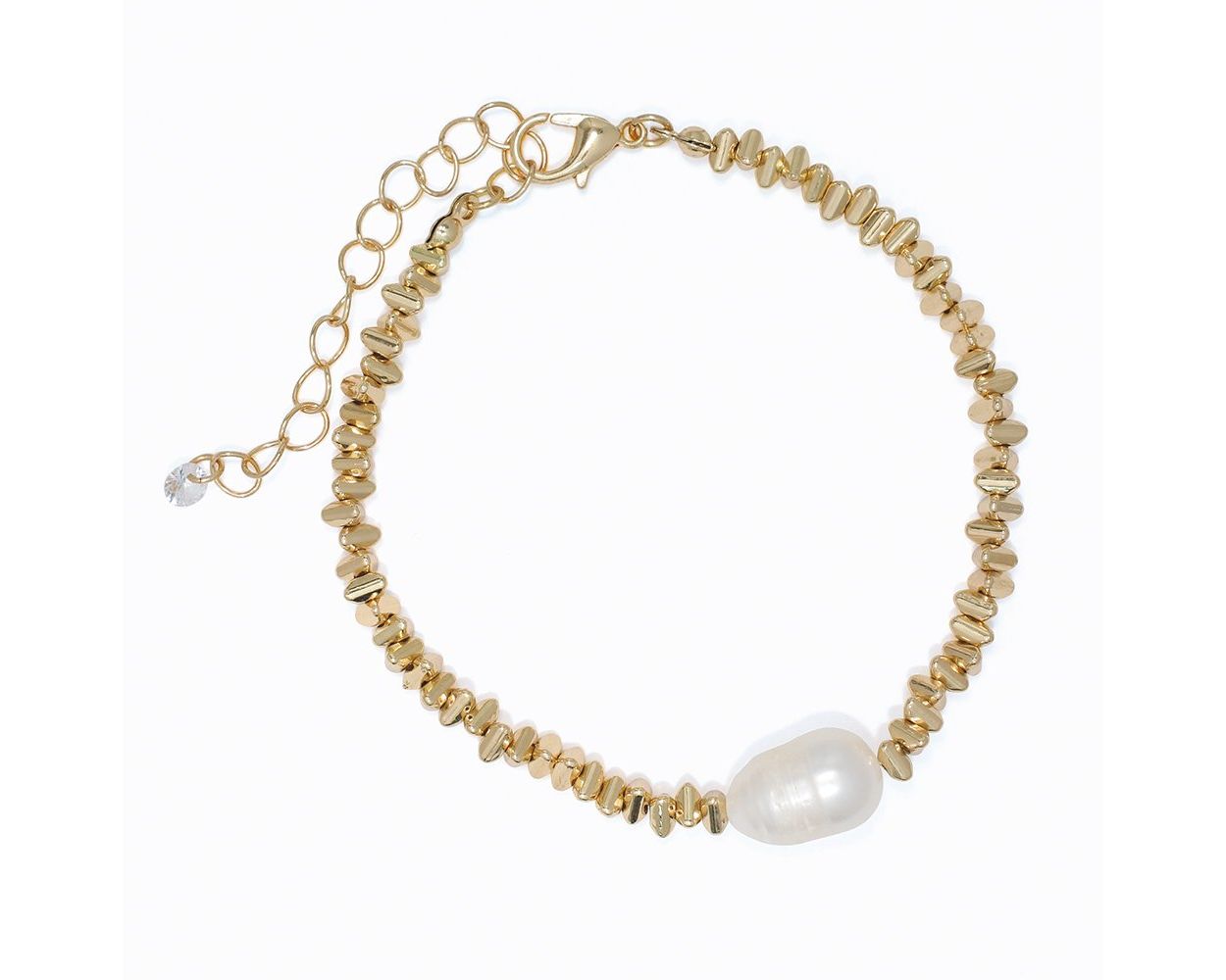 Gold Chip Beads with Pearl Bracelet