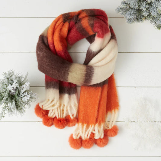 Zoey Stripe Scarf - Orange