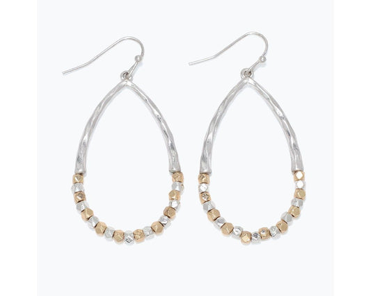 Two Tone Beaded Teardrop Earrings