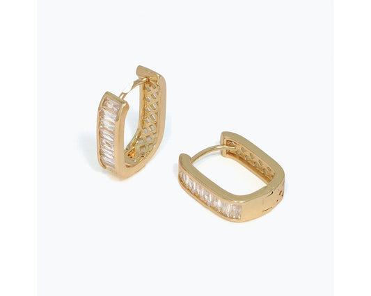 Gold Hoops With Clear CZ