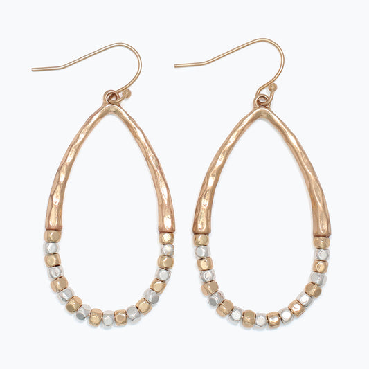 Hammered Earrings With Two Toned Beads