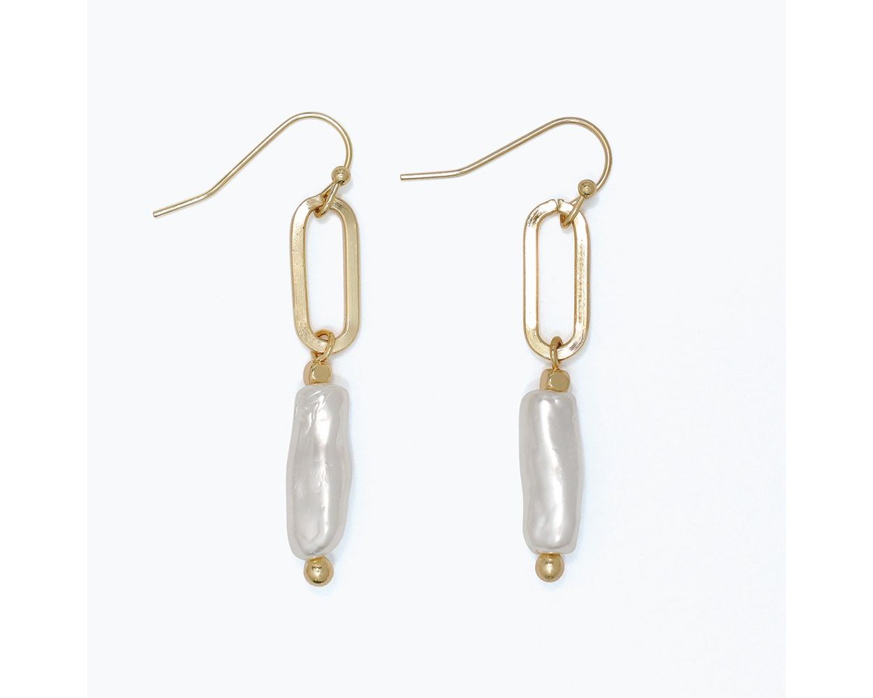Linear Pearls and Gold Earrings