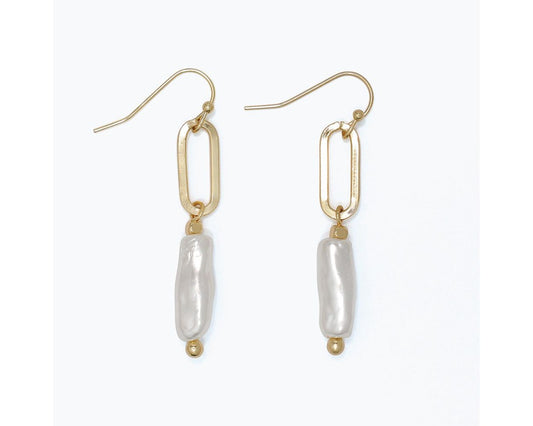 Linear Pearls and Gold Earrings