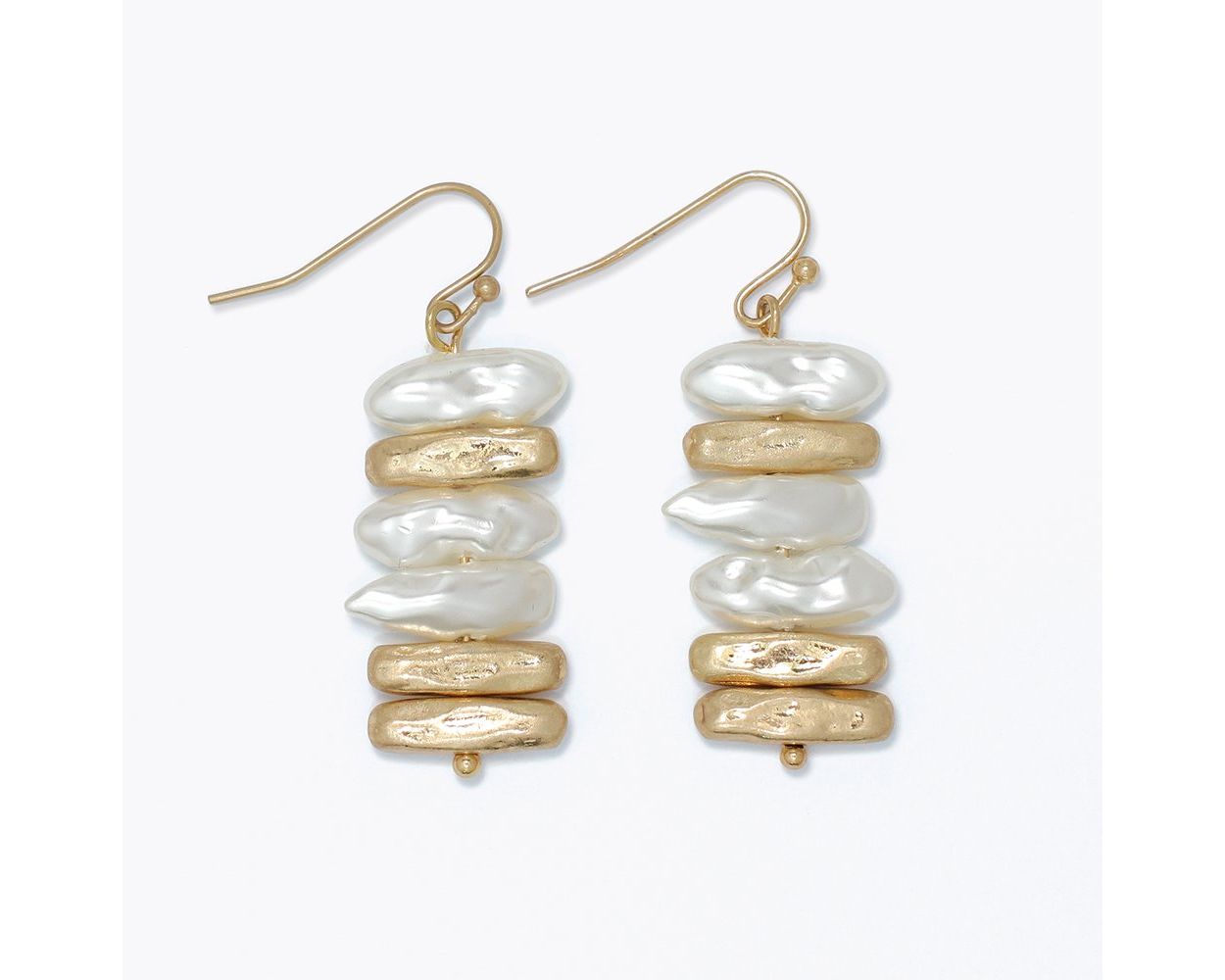 Gold And Pearl Nugget Earrings