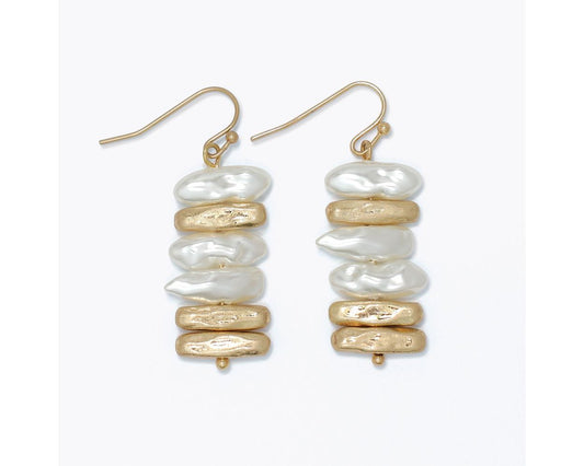 Gold And Pearl Nugget Earrings