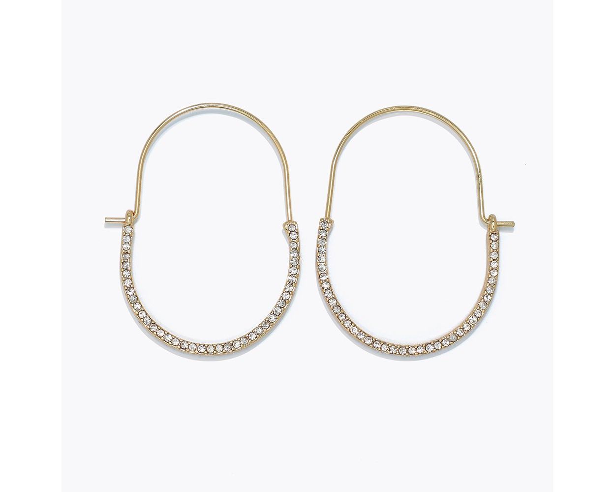 Crystal Studded Gold Hoops