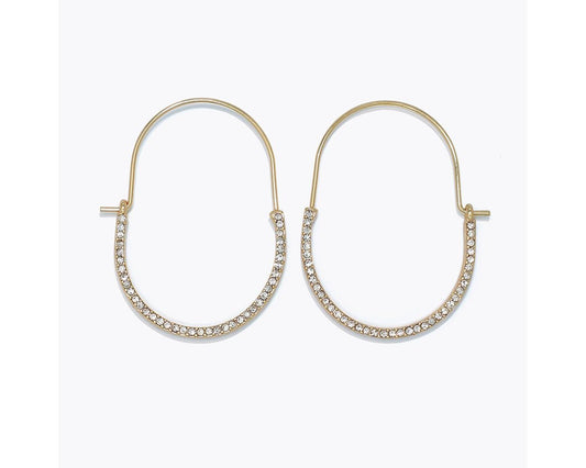 Crystal Studded Gold Hoops