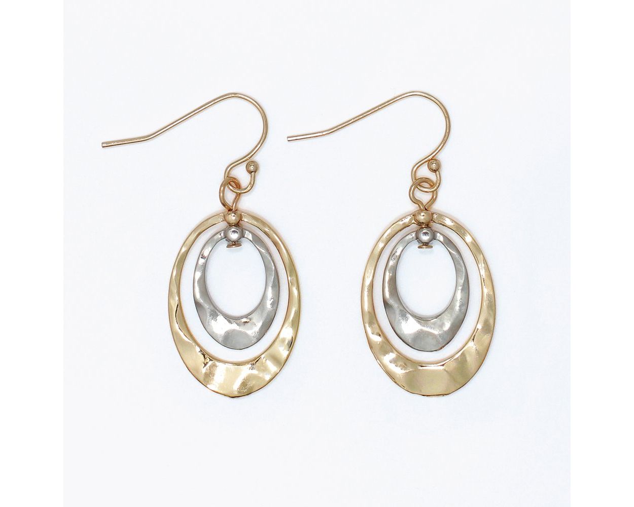 Hammered Two Tone Earrings
