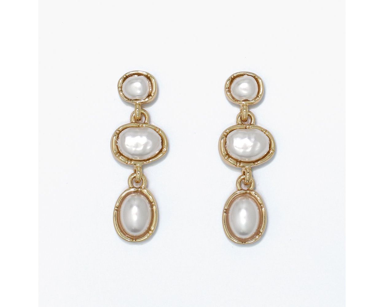 Pearl Drops In Gold Earrings