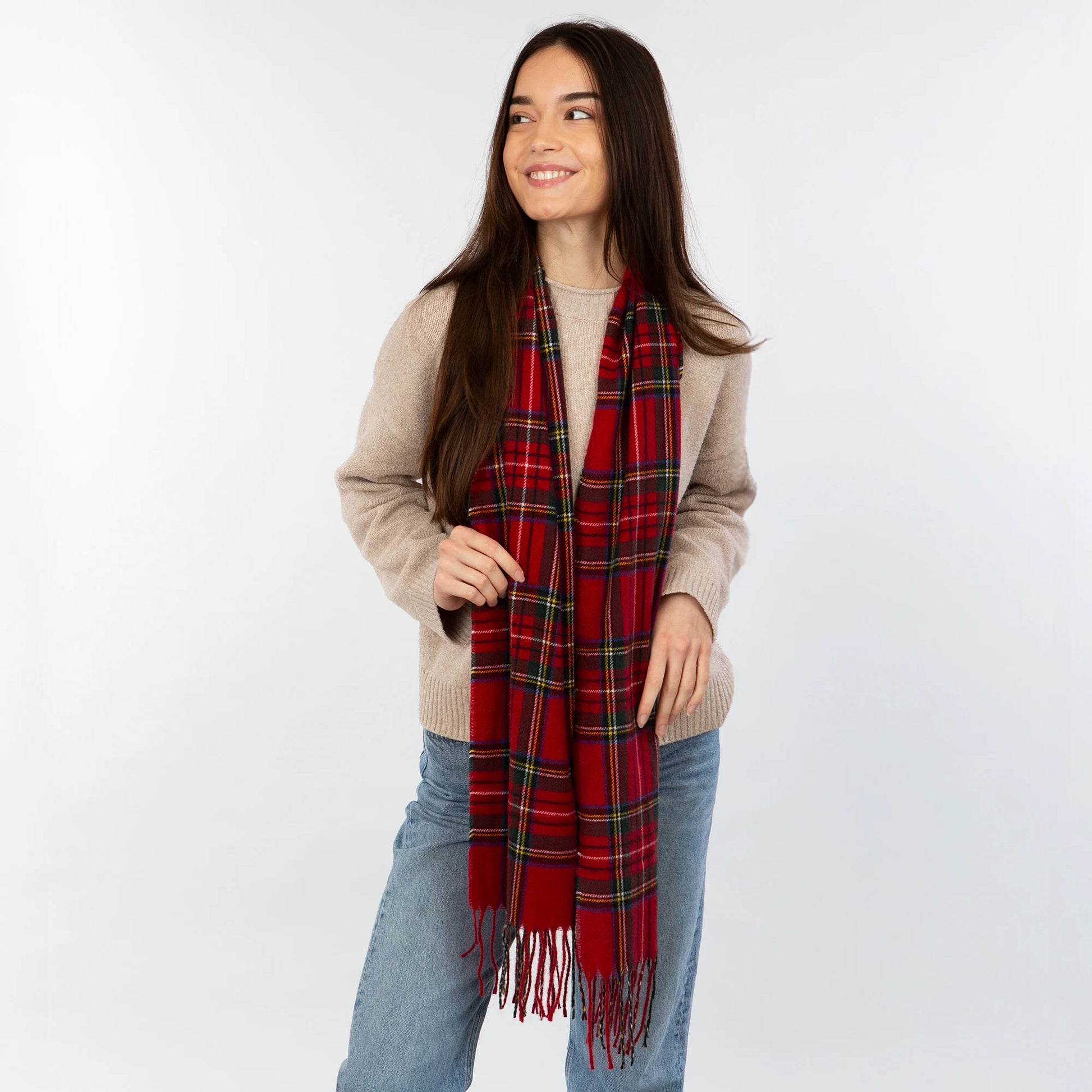 Winter Plaid Scarf - Red