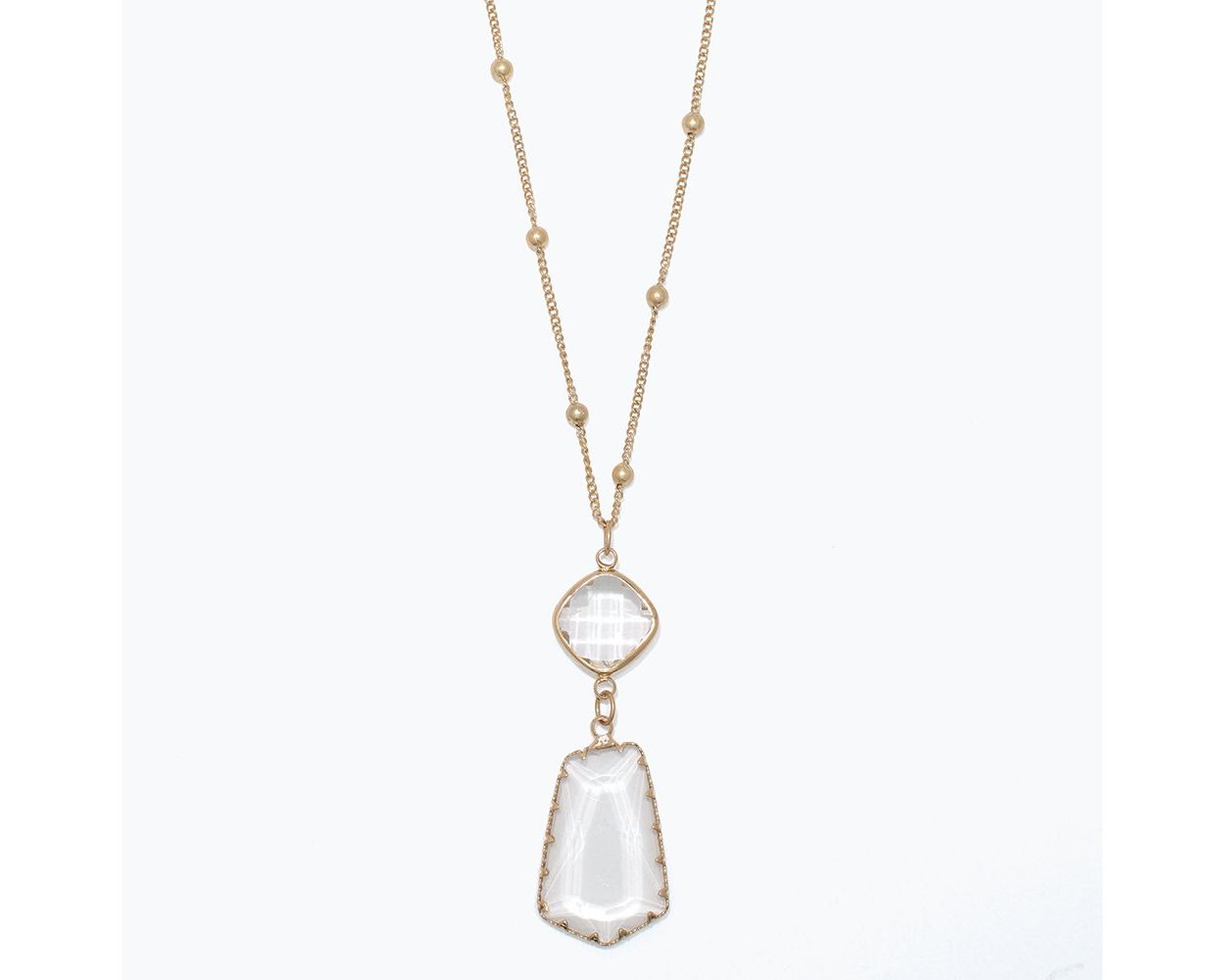 Gold Necklace With Stationed Crystals