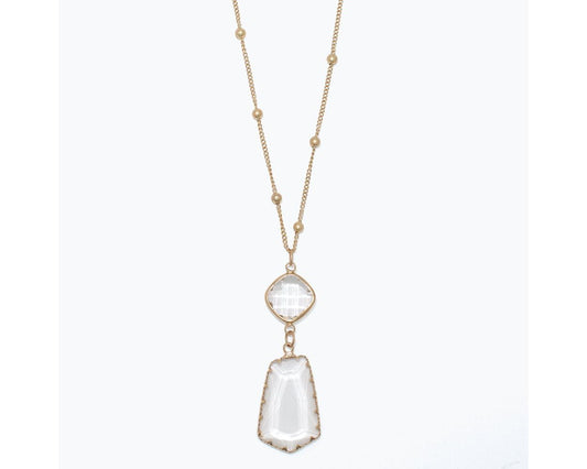 Gold Necklace With Stationed Crystals