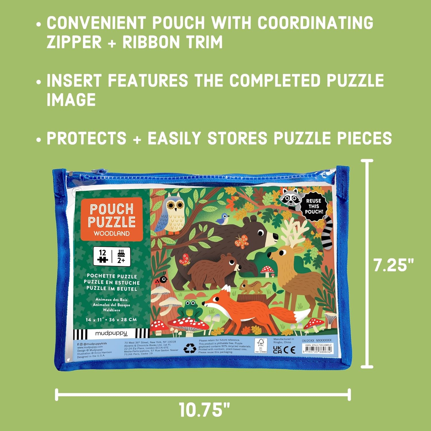 Woodland 12 Piece Pouch Puzzle For Kids