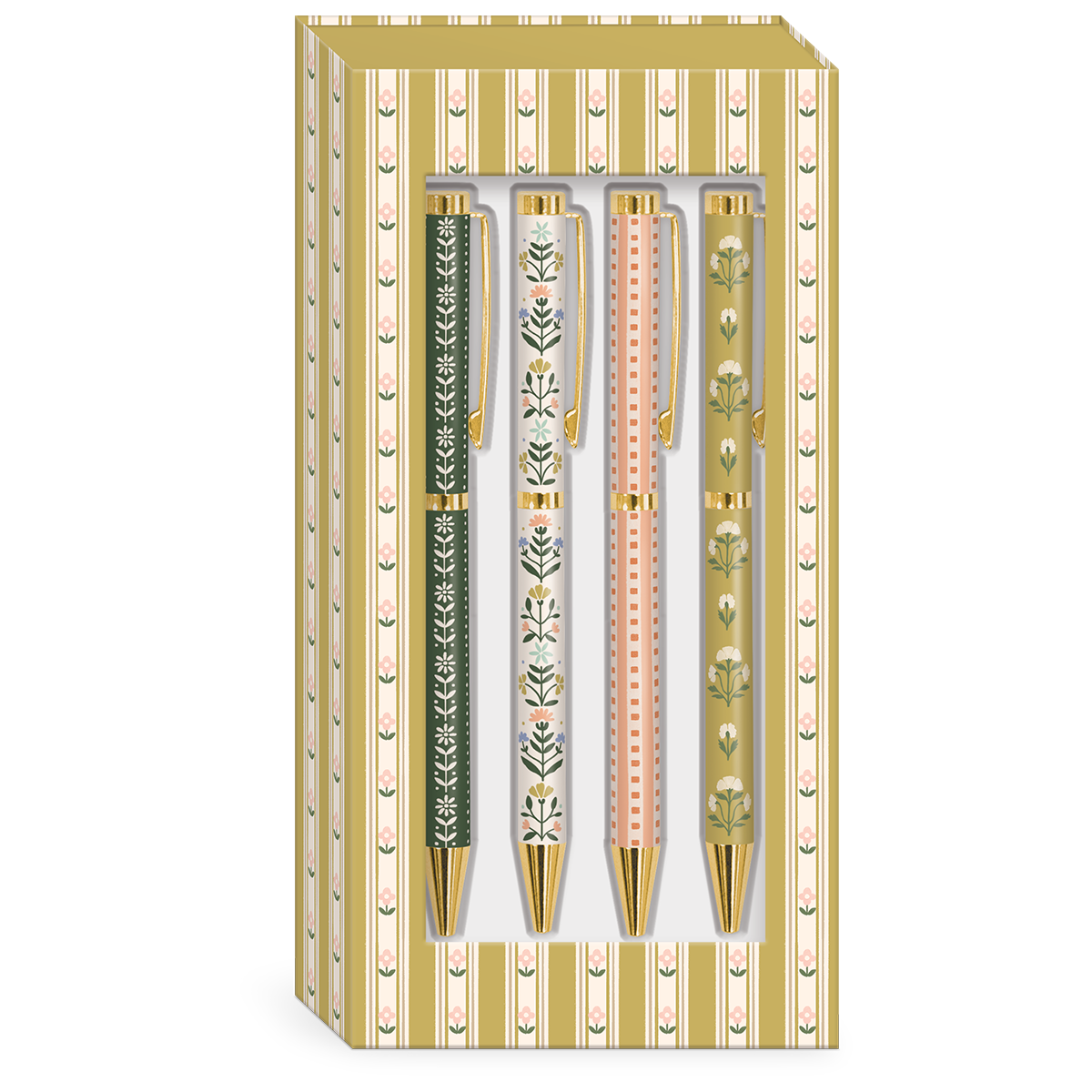 Mustard Stripe Boxed Pens