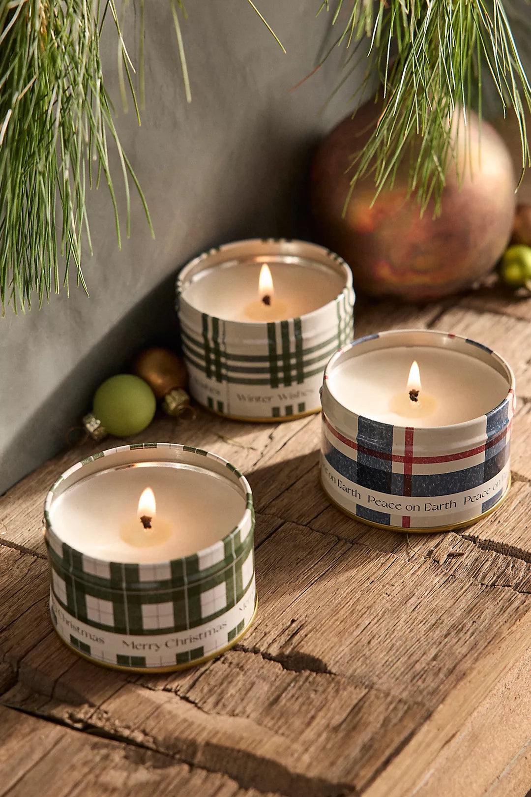 Plaid Candle Gift Set, Set of 3 Balsam + Cedar