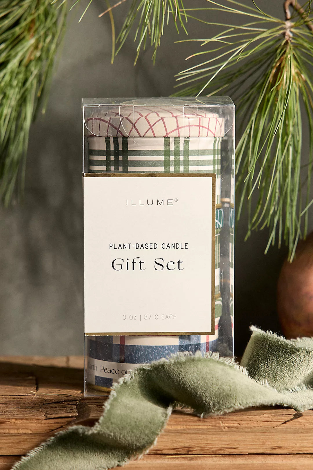 Plaid Candle Gift Set, Set of 3 Balsam + Cedar