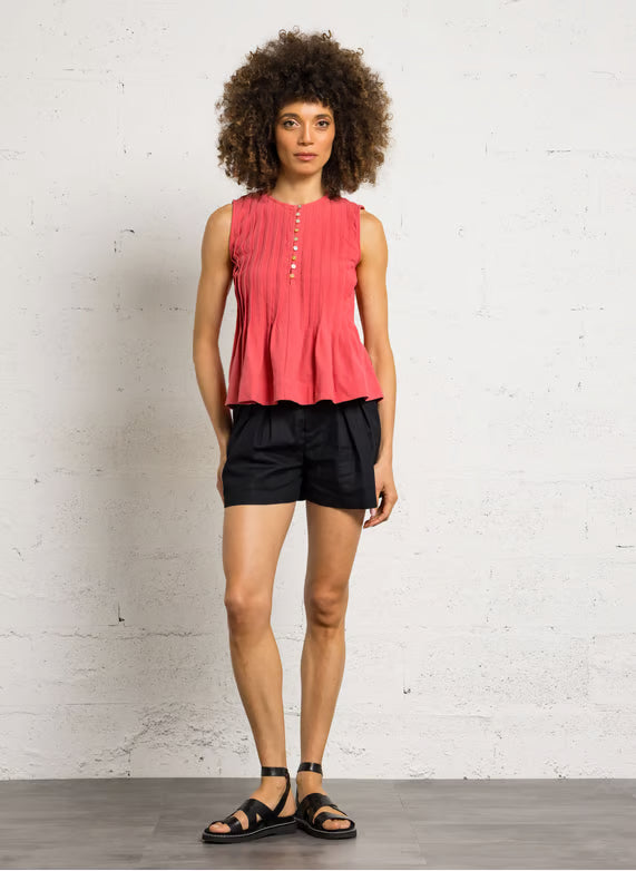 The Korner Sleeveless Pleated Top