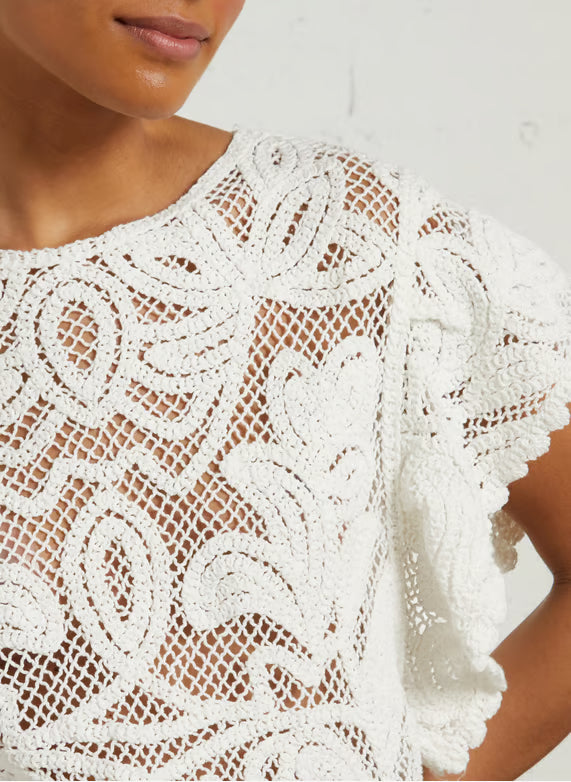 The Korner Loose-Fit Cotton Top With Lace
