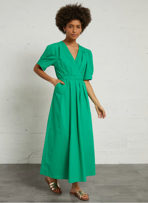 The Korner Long Cotton V-Neck Dress