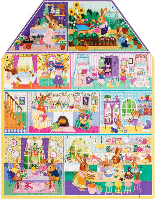 Cottontail Cottage 100 Piece House-shaped Puzzle