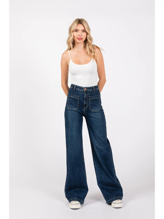 L.T.J. Patch Pocket Wide Leg Jeans