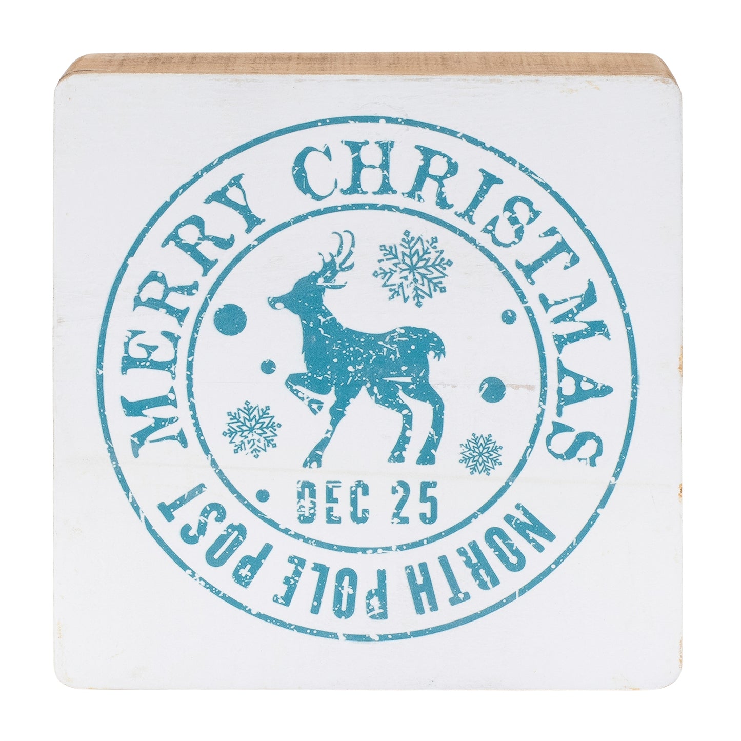 Wood Block With Postal Christmas Stamp