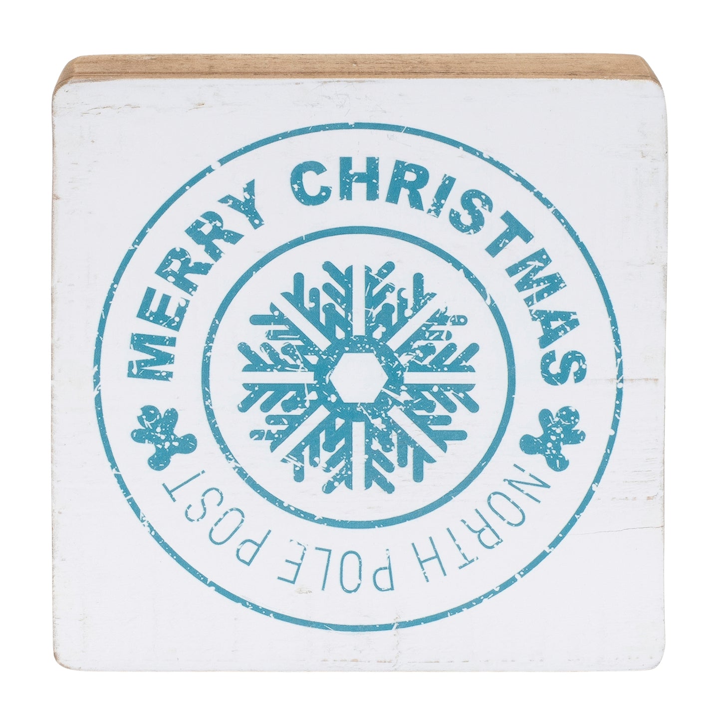 Wood Block With Postal Christmas Stamp