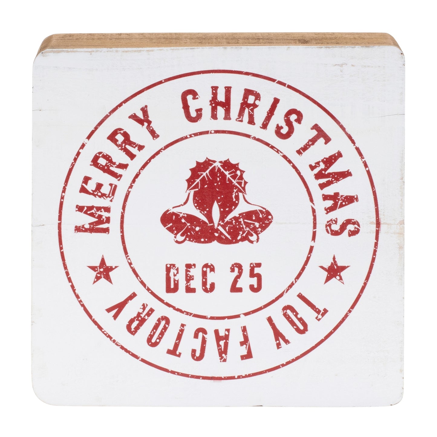 Wood Block With Postal Christmas Stamp