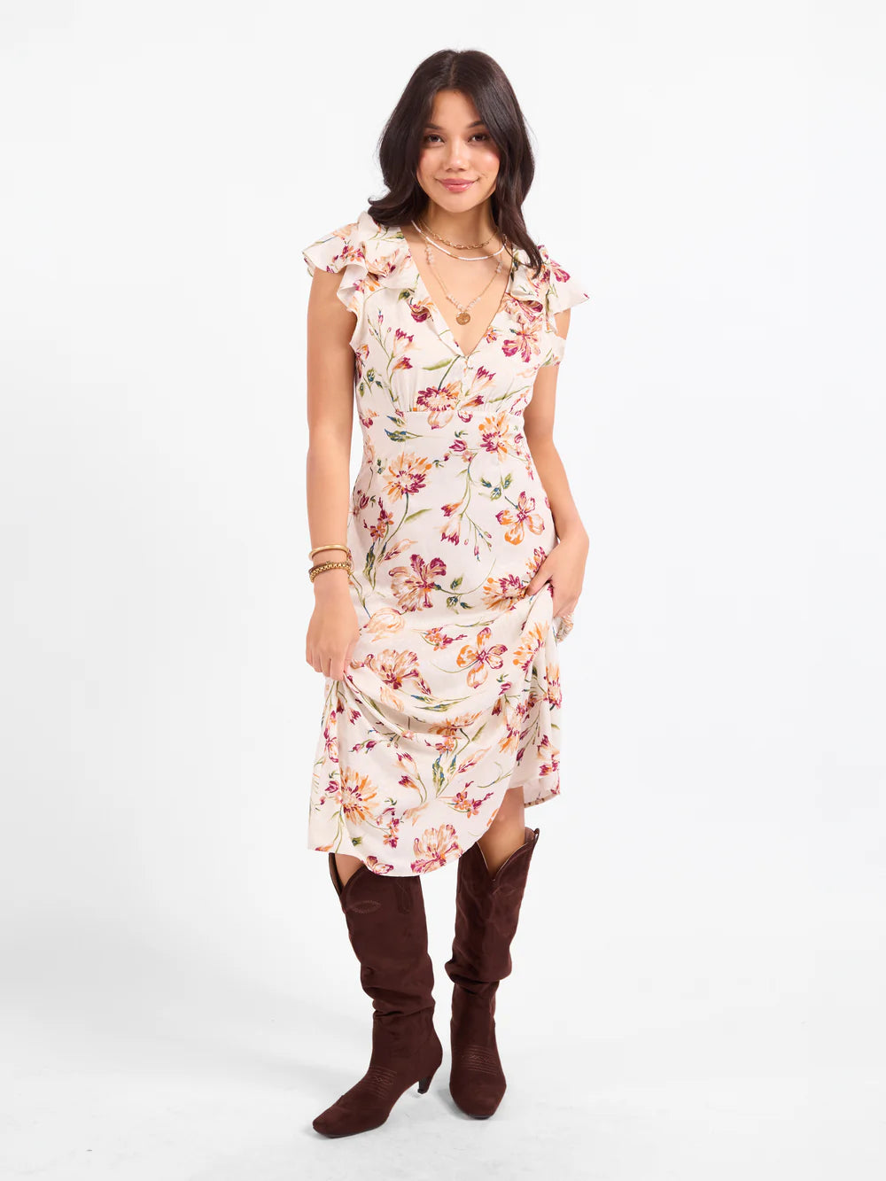 Sadie & Sage Earth Song Ruffle Midi Dress