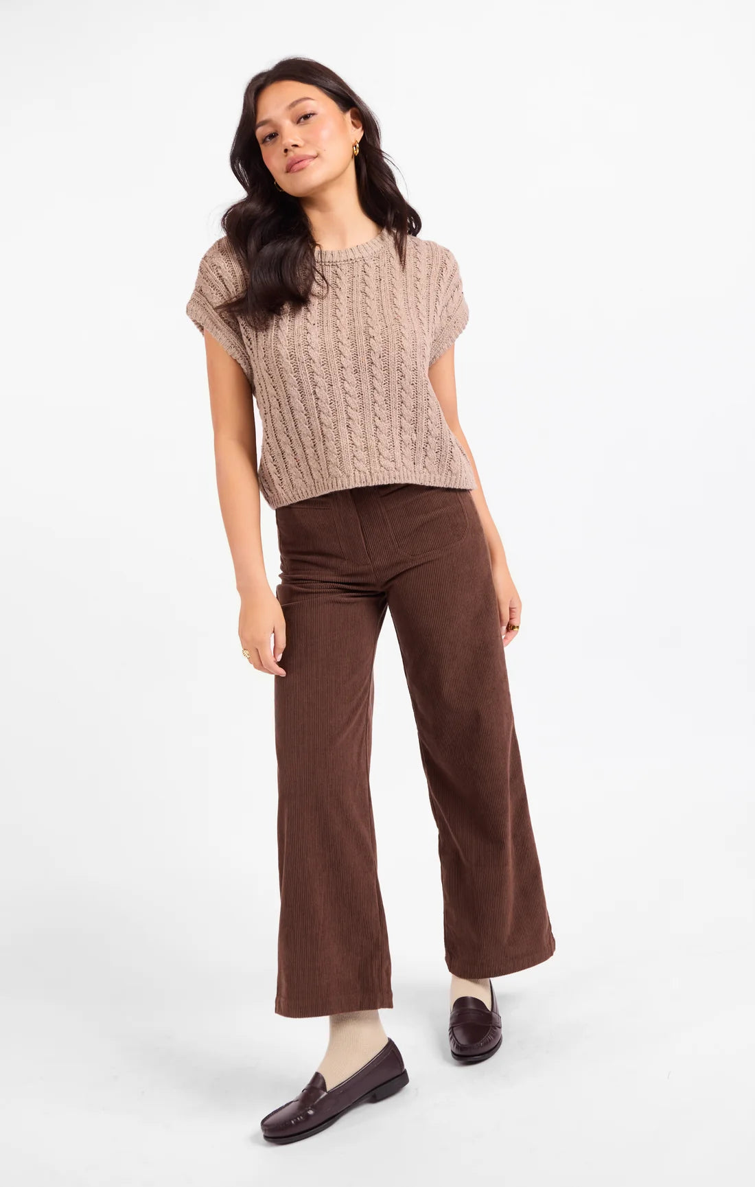 Sadie & Sage Effortless Cable Knit Sweater Tank