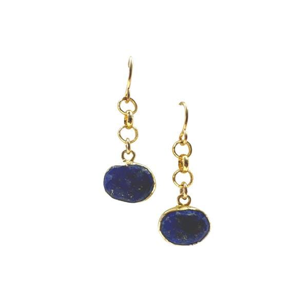 Athena Designs Electroformed Semi Precious Oval Earring: Lapis