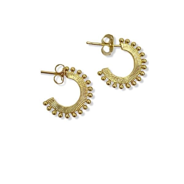 Granulated And Textured Semi Hoop Post Earring