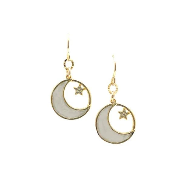 Athena Designs Mother of Pearl Moon & Star Earrings