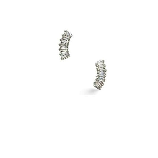 Delicate Curved CZ Sterling Post Earrings