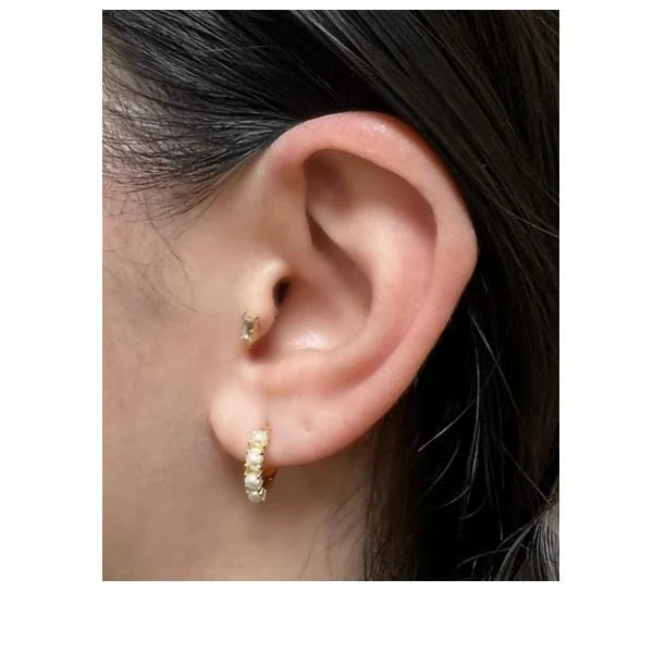 Small Hoop with Fresh Water Pearls