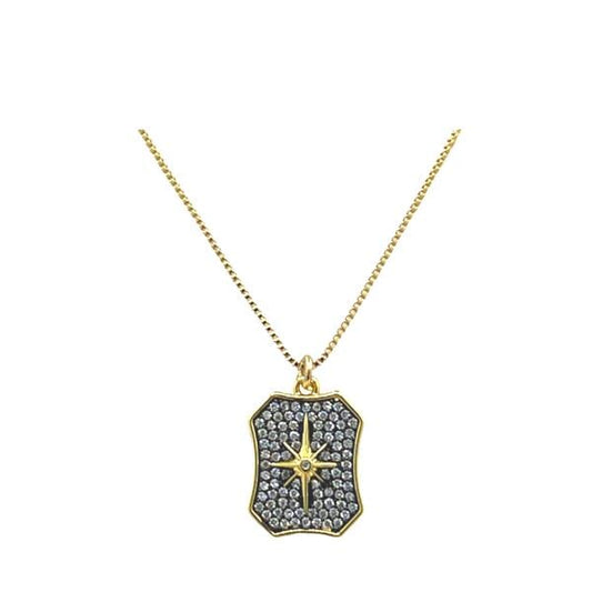 Mixed Metal: Starburst Tag With Micro Pave CZ