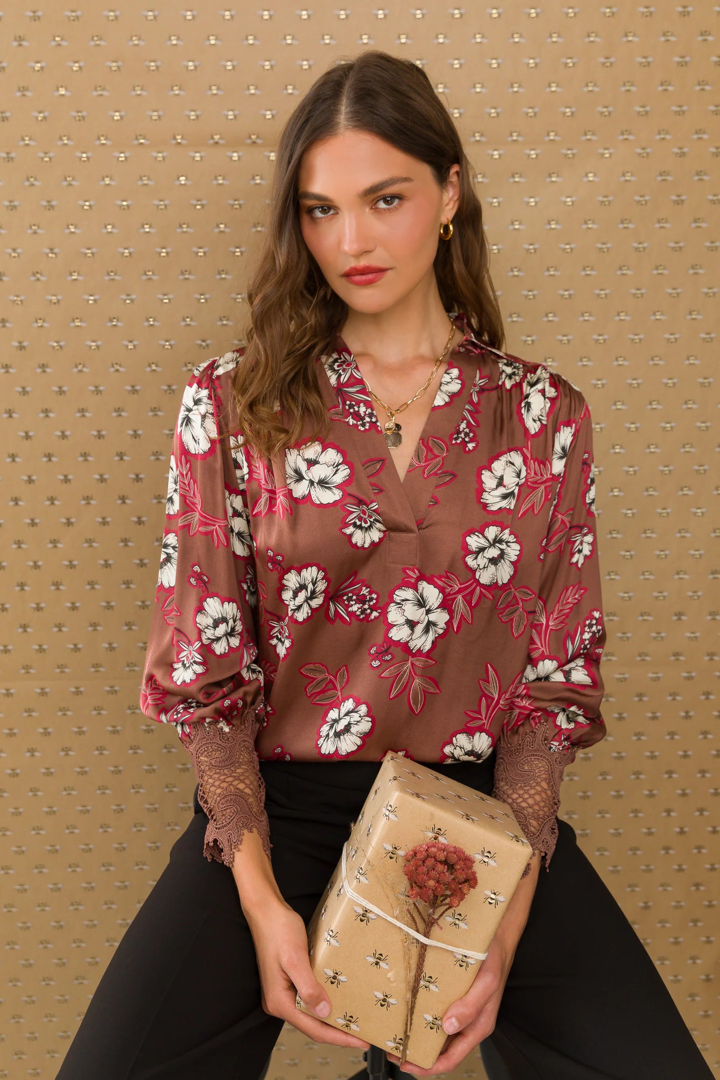 Velvet Heart Floral Jacobean Top