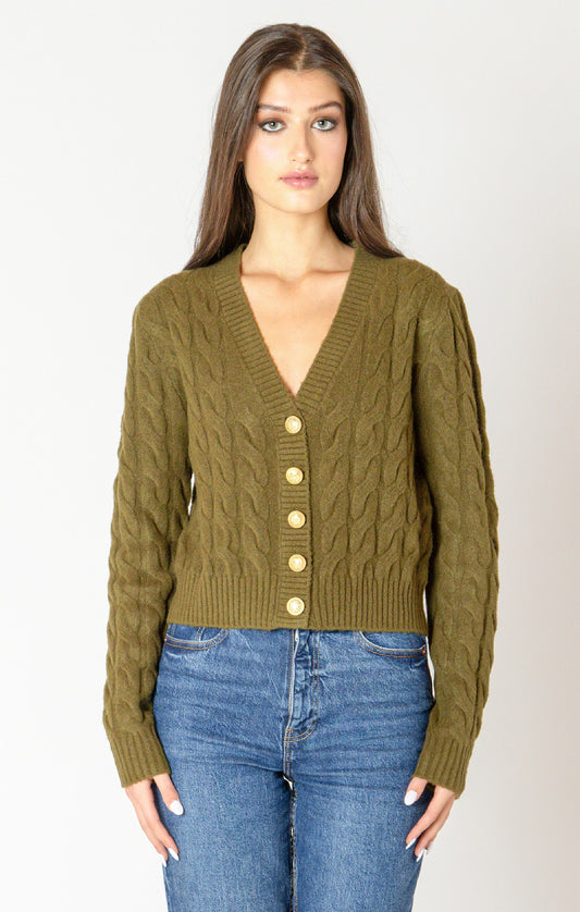 Black Tape Cable Knit Cardigan