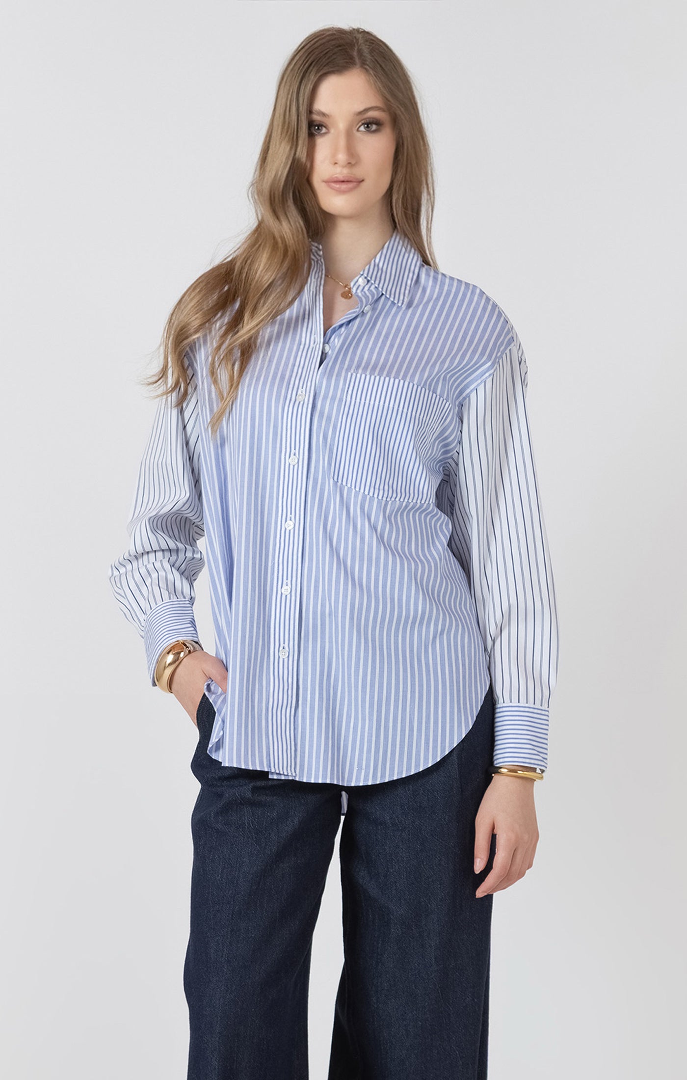 Black Tape Colorblock Stripe Blouse