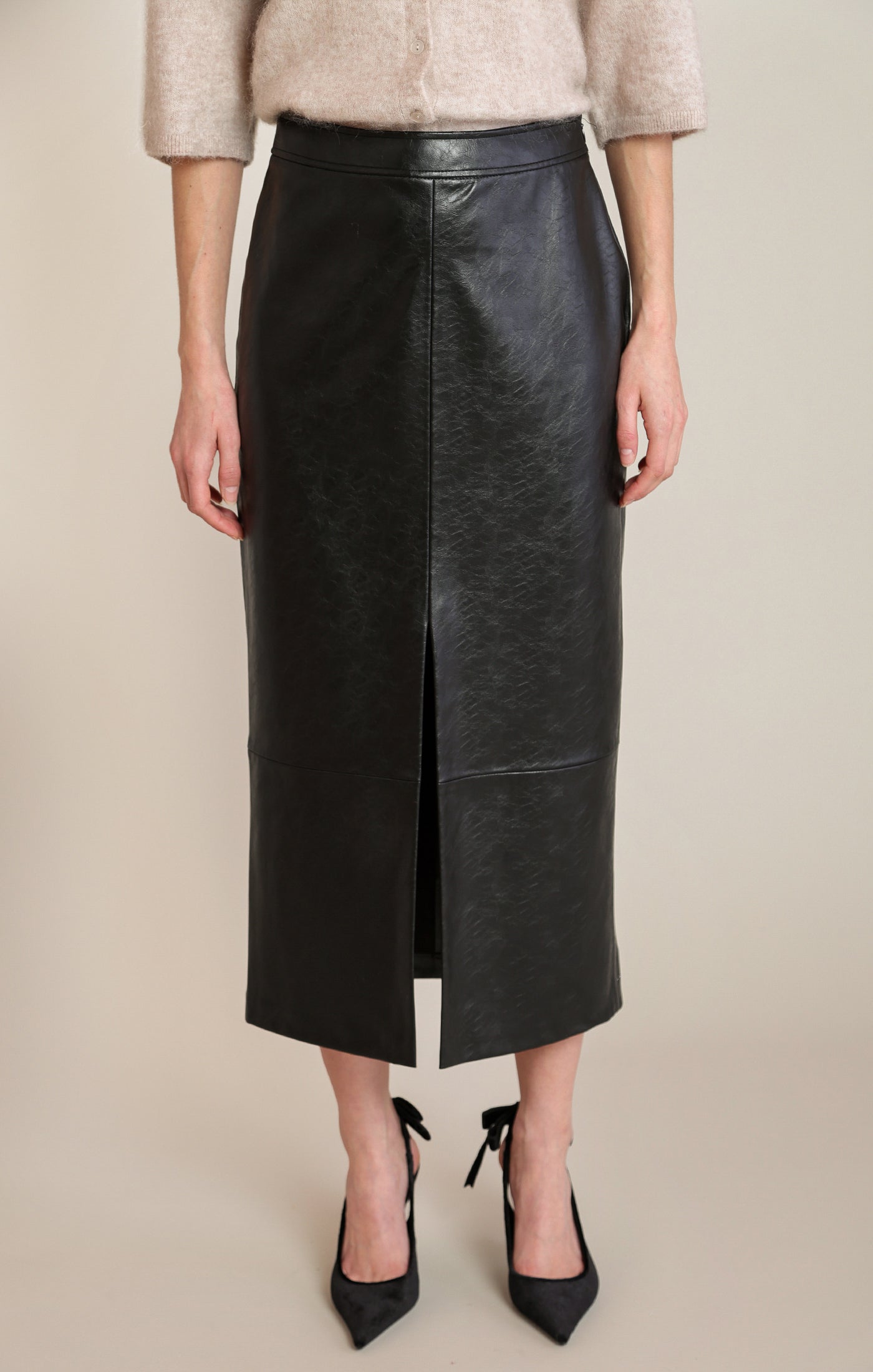 Black Tape Faux Leather Skirt