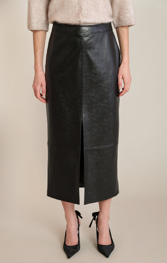 Black Tape Faux Leather Skirt