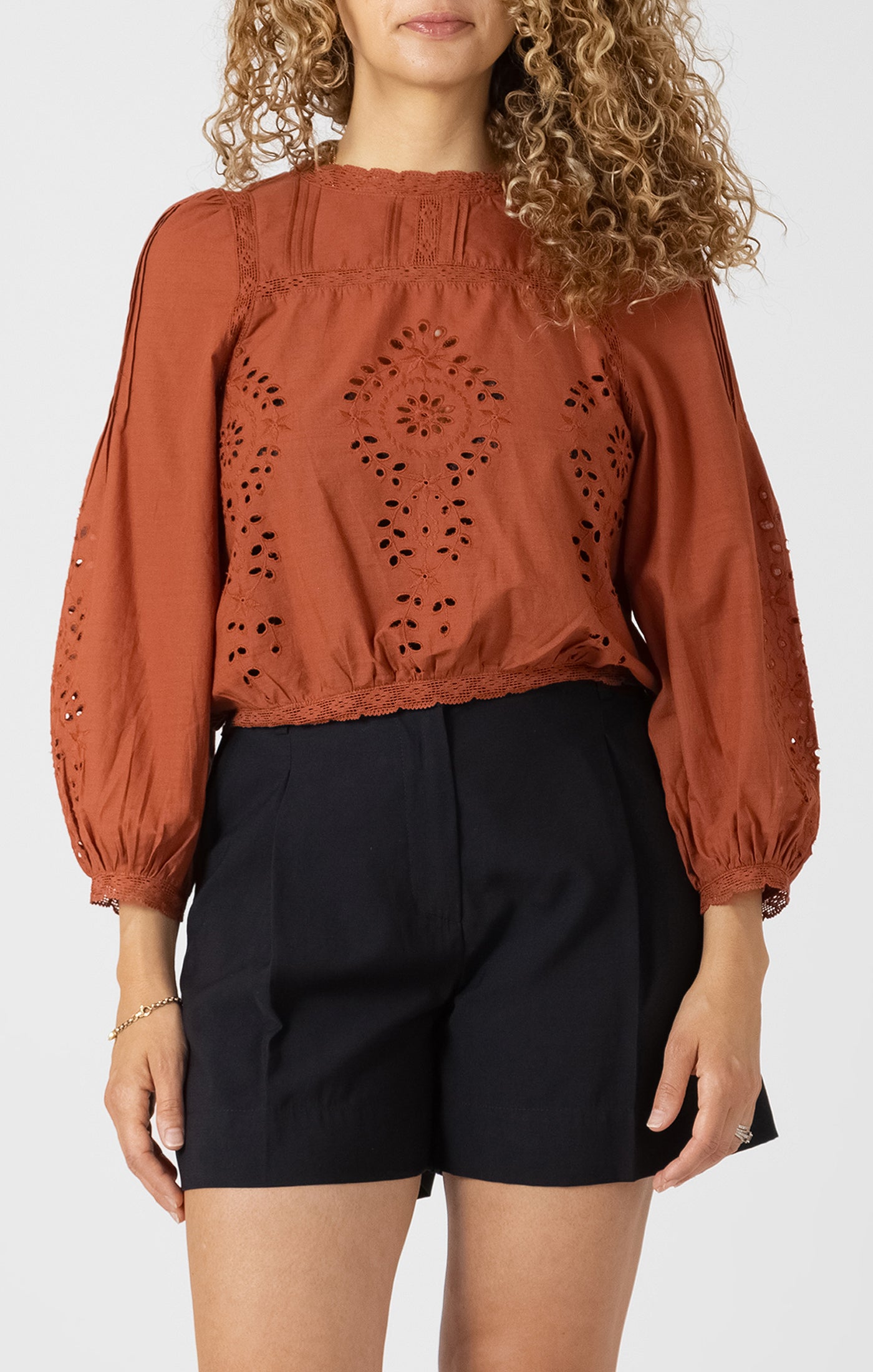 Black Tape Lace Detailed Blouse