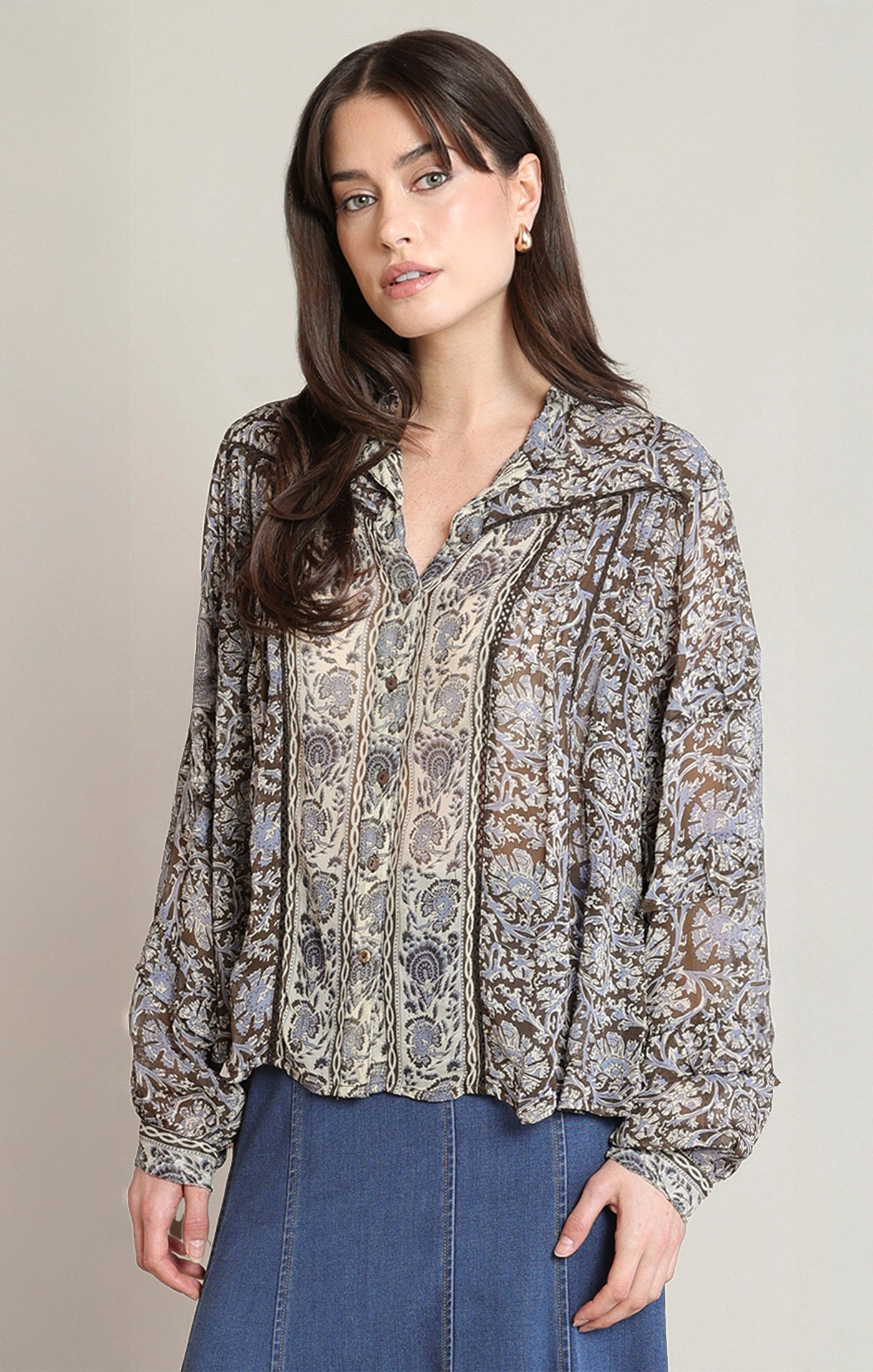 Black Tape Orchid Print Blouse